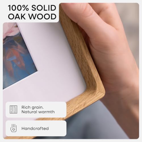 Homeforia 16x16 Mortise&Tenon Natural Oak Picture Frame, 12x12 Mat, Glass - Image 4