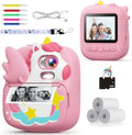 Kids Instant Print Camera, 1080P HD Video & 2.4" Screen Toy Camera | Includes 32GB Card & Print Paper, Inkless Print, 16X Zoom, Christmas Birthday Dinosaur Gifts for Boys Girls Age 3-12 by CAMCLID