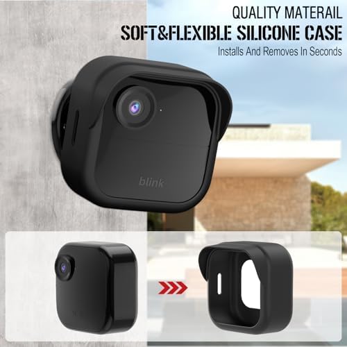 Silicone Skin Case/Cover for Blink Outdoor 4 (4th Gen)/2K+ - Weatherproof Silicone Case with Brim for Full Camera Protection, Blink Outdoor 4/2K Smart Security Camera Accessories (Black, 3 Pack) - Image 4