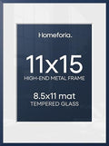 Homeforia 11x15 Blue Picture Frame, High-End Metal, 8.5x11 Mat, Glass by Homeforia