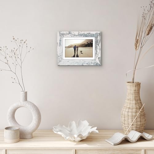Americanflat 5x7 Picture Frame - Matted to 4x6 - Distressed White - Image 6