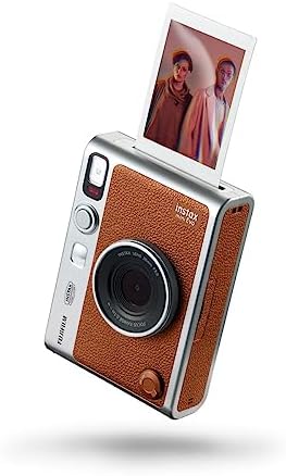 Fujifilm Instax Mini EVO Hybrid Brown Instant Camera | Instax Mini Twin Pack Instant Film | 32GB microSD Card with Adapter | Brown Camera Case - Image 4