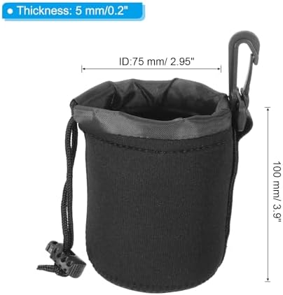 PATIKIL Camera Lens Bag, 3 Pcs 3" ID x 3.9" H Drawstring Pouch With Thick Protective Neoprene, Case for DSLR Camera Lens, Water Coffee Cups Black - Image 2