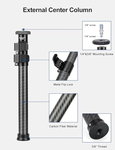 Koolehaoda Tripod Extension, 11"-25" Carbon Fiber Tripod Extender Pole - Image 2
