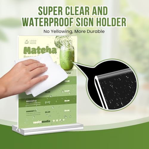 Acrylic Sign Holder 5x7, 25 Pack Clear Double Sided Table Menu Vertical Display, Plastic Flyer Display Stand, Paper photo Plastic Sign Frame Suitable for Restaurants Office Store Hotels, Show Fair - Image 5