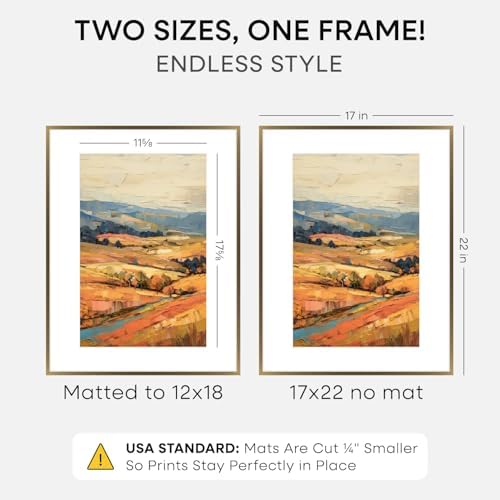 Homeforia 17x22 Bronze Picture Frame, High-End Metal, 12x18 Mat, Glass - Image 2