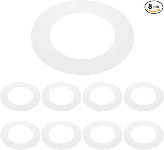 PATIKIL 4.3" ID 6.7" OD Plastic Trim Ring, 8 Pcs Ceiling Light Goof Rings Matte Circular Light Cover Lighting Fixture for Ceiling Wall Recessed Can Downlights, Translucent Matte White by PATIKIL