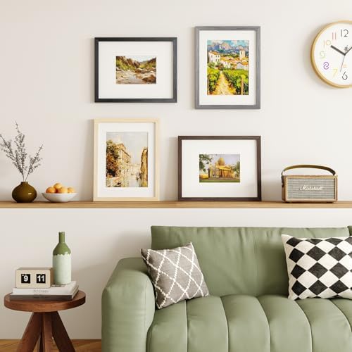 Egofine 11x14 Picture Frame Set of 4, Made of Solid Wood Multicolor Photo Frames Covered by Plexiglass 5x7 and 8x10 with Mat or 11x14 without Mat, for Table Top Display and Wall Mounting Mixed Colors - Image 5