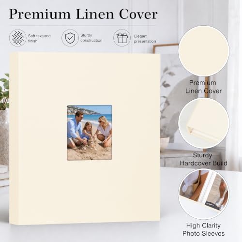 Aevdor 11x14 Photo Album and Art Portfolio, 64 Photos, Linen Cover, Beige - Image 4