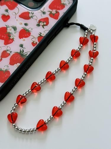Drawwind Phone Charm Beaded Wristlet Strap Universal Cell Phone Lanyard Cute Bracelet Wrist Strap Beaded Chain String Handmade Accessories for Case Camera Bags (Lucky Love) - Image 4