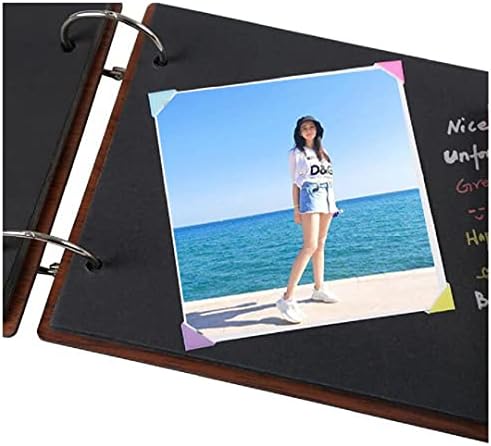 Gesteh DIY Scrapbook Album 8 X 6 inches with 1PC Photo Corner Sticker Album Wood Cover Picture scrape Book for Anniversary Wedding Guest sign in Book new born babies Couples Graduation(Full Love) - Image 7