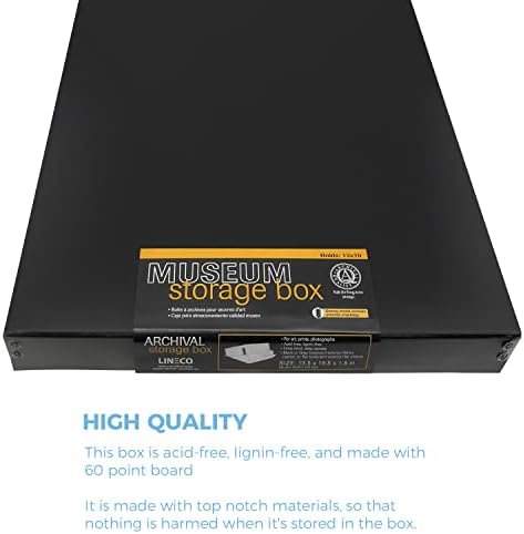 Lineco Museum Archival Storage Box, 13.75x19.75x1.5 in. Drop Front Design. Acid-Free with Metal Edge. Organize Photos, Pictures, Prints, Documents, Crafts, DIY. Black, 2 Pack - Image 3