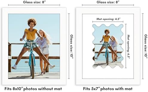 Americanflat 5x7 Picture Frame - Wavy Mat - Engineered Wood - White - Image 2