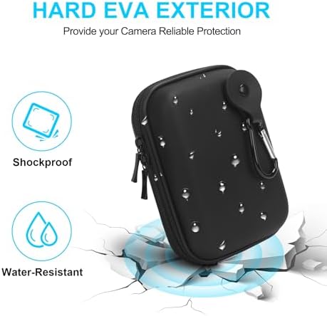 Lacdo Camera Carrying Case for Canon PowerShot ELPH 360/200/185/180/190/350, Sony Cyber-Shot DSC-W830/WX350/WX500/W810/W800 Digital Camera, Hard EVA Protective Camera Storage Trave Bag, Black+Gray - Image 6