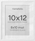 Homeforia 10x12 White Oak Picture Frame, High-End Wood, 8x10 Mat, Glass by Homeforia