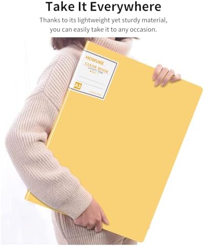 A3 Diamond Painting Storage Book, 60 Views Art Portfolio Presentations Folder with 30 Pages Protectors, 17.3x12.8in Yellow - Image 3