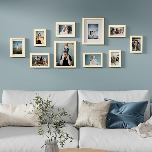 Vittanly 10 Pack Picture Frames Collage Wall Decor, Natural - Image 2