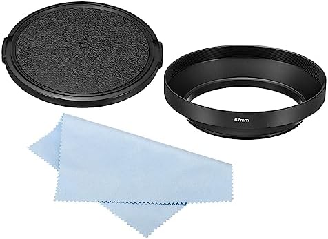 PATIKIL 67mm Lens Hood, Wide Angle Matte Surface Anti-Reflective Inside Hood with Cap and Cleaning Cloth for Camera Lens, Black for Nikon, for Fujifilm, for Pentax, for Leica by PATIKIL