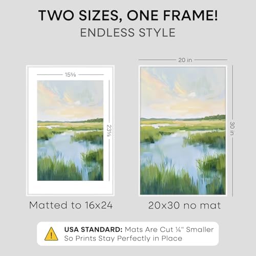 Homeforia 20x30 White Picture Frame, High-End Metal, 16x24 Mat, Glass - Image 3