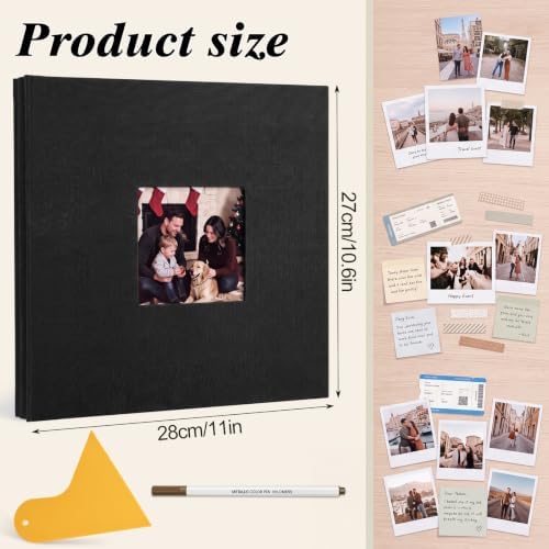 Self Adhesive Scrapbook Album, 11 × 10.6 Inch, Black Linen Cover - Image 2