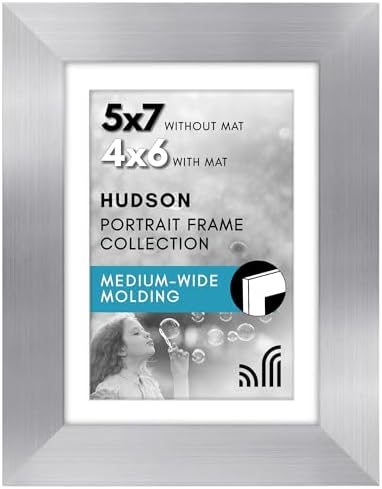 Americanflat 5x7 Picture Frame - Matted to 4x6 - Engineered Wood - Silver by Americanflat