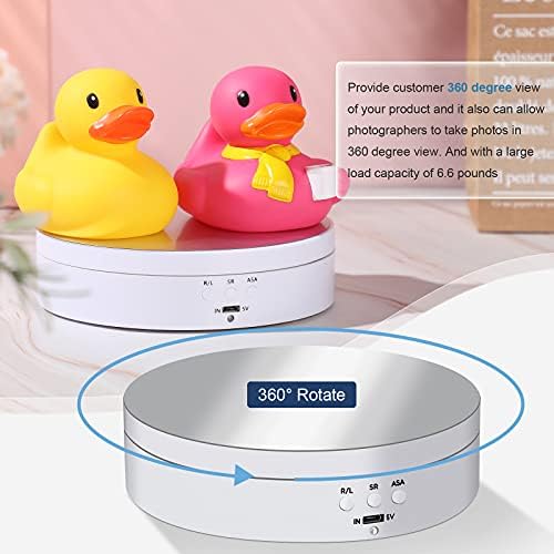 Hicarer 360 Rotating Display Stand Turntable USB Powered,, White, Mirror - Image 4