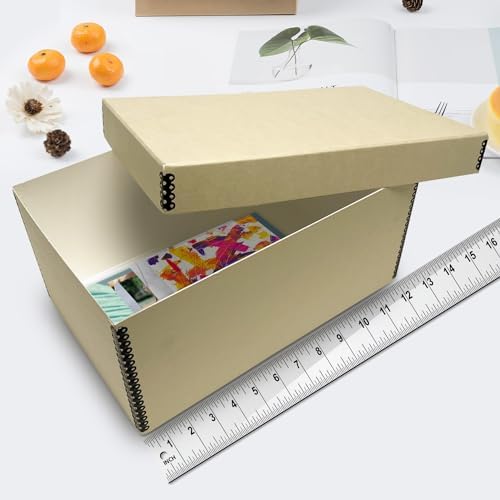Lineco Archival Photo Storage Box, with Removable Lid, 5"x7"x12", Tan - Image 3