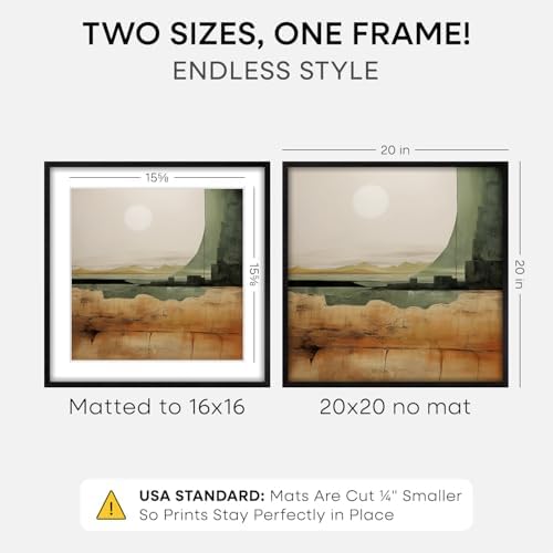 Homeforia 20x20 Black Oak Picture Frame, High-End Wood, 16x16 Mat, Glass - Image 2