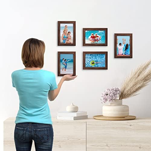 Giftgarden 4x6 Picture Frame Brown Set of 12, Multi Rustic Walnut Wood-Color 4 by 6 Photo Frames Bulk for Wall or Tabletop Display - Image 6