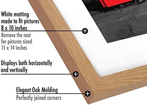 Americanflat 11x14 Picture Frame with Shatter-Resistant Glass - Use as 8x10 Frame with Mat or Display 11x14 Photo Without Mat - Signature Collection - Picture Frames for Wall Display - Dark Oak - Image 4