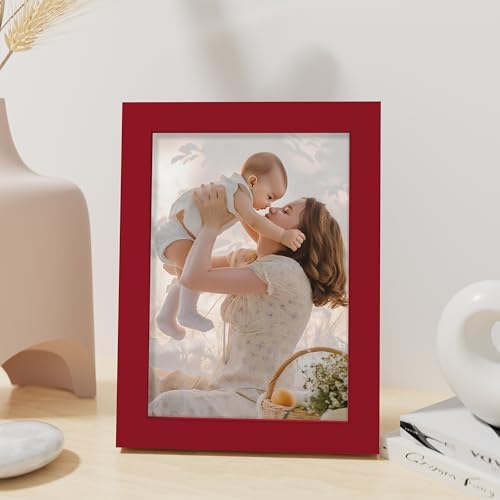 Vittanly 5x7 Picture Frame Made of Solid Wood for Wall or Tabletop, Red - Image 4