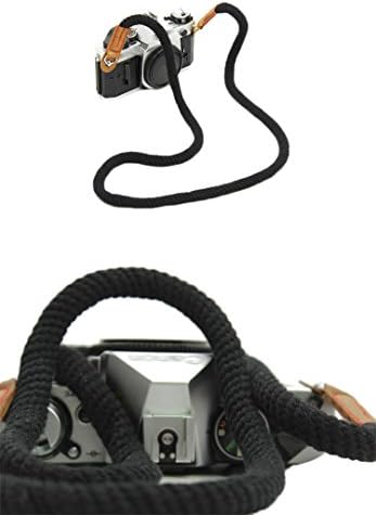 Vintage Handmade Cotton Leather Rope Camera Neck Strap for Micro Single and DSLR Camera Long Black - Image 2