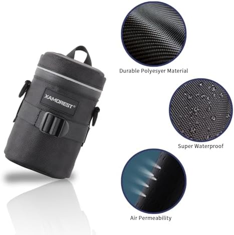 Camera Lens Case Lens Bag Compatible (4.13" x 7.28"(Nylon, Black)) - Image 3