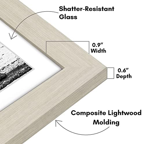 Americanflat 11x11 Picture Frame with Shatter-Resistant Glass - Use as 8x8 Frame with Mat or Display 11x11 Photo Without Mat - Signature Collection - Square Frames for Wall Display - Light Wood - Image 3