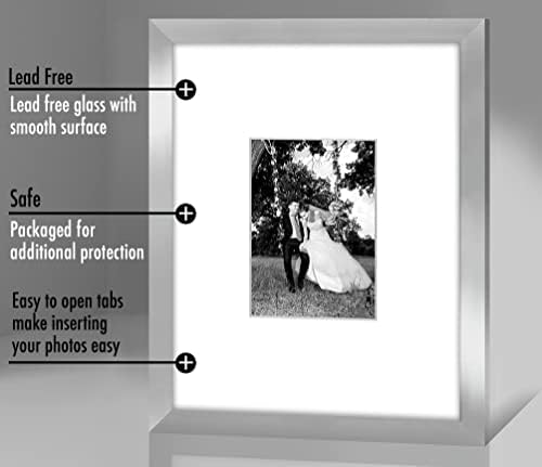 Americanflat 11x14 Picture Frame - Matted to 5x7 - Engineered Wood - Silver - Image 3
