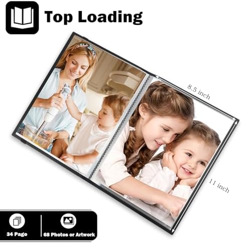Aevdor 2 Pack 8.5x11 Photo Albums, Holds 136 Photos, Art Portfolio, Black - Image 2