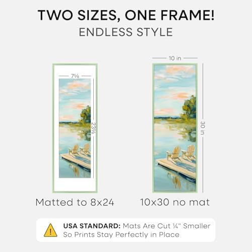 Homeforia 10x30 Green Picture Frame, High-End Metal, 8x24 Mat, Glass - Image 2