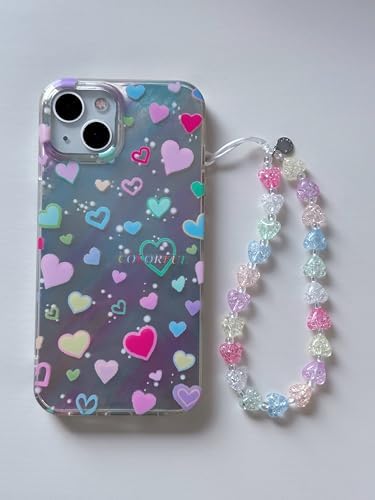Drawwind Phone Charm Beaded Wristlet Strap Universal Cell Phone Lanyard Cute Bracelet Wrist Strap Beaded Chain String Handmade Accessories for Case Camera Bags (Hearts Galore) - Image 2