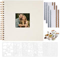 Vienrose 8x8 Inch Scrapbook DIY Small Hardcover Kraft White Pages Scrapbook Photo Album Linen Cover Scrap Book Photo Albums Scrapbooking Supplies Kit for Couple Family Wedding Travel by Vienrose