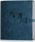 Leather Photo Album for 4x6 Pictures Photo Book With 30 Writing Paper for Family Wedding Anniversary Baby Vacation Picture Album (Blue Camera) by Unknown