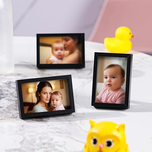 Small Picture Frame 2x3 6 Pack, Magnetic Photo Frames for Fridge and Tabletop Desk Decor, Cute Wallet Size Colored Picture Frames for School Locker, Family Baby Photo, Black - Image 5