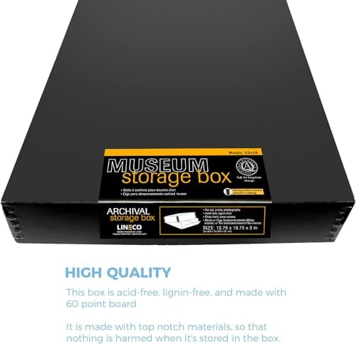 Lineco Museum Archival Storage Box, Drop Front, 13.75x19.75x3 in, Black - Image 6