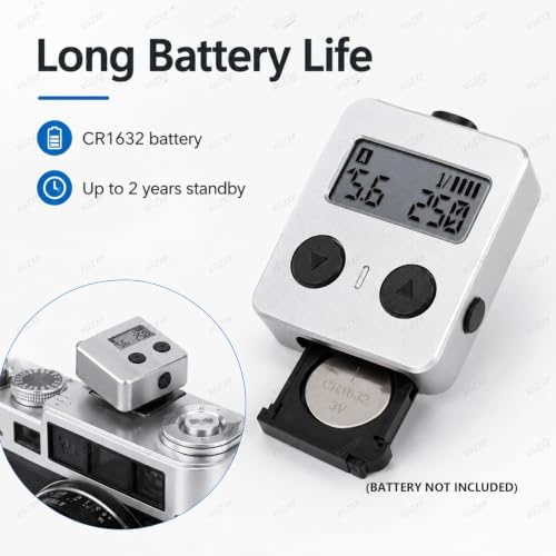 Lightweight Camera Top Light Meter, Ambient Light Digital Exposure Meter, Adjustable Shoe Mount, Ev Range 1–22, 30° Fov with OLED Display, for Film Cameras, Photography and Studio Use - Image 6