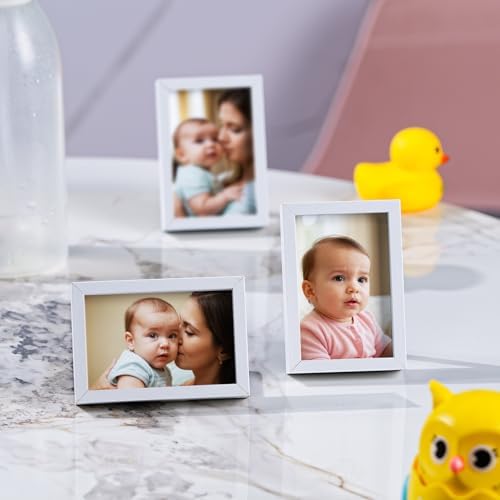 Small Picture Frame 2x3 6 Pack, Magnetic Photo Frames for Fridge and Tabletop Desk Decor, Cute Wallet Size Colored Picture Frames for School Locker, Family Baby Photo, White - Image 5