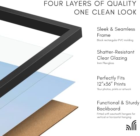 Americanflat 12x36 Poster Frame - Slim Molding - Black - Image 5