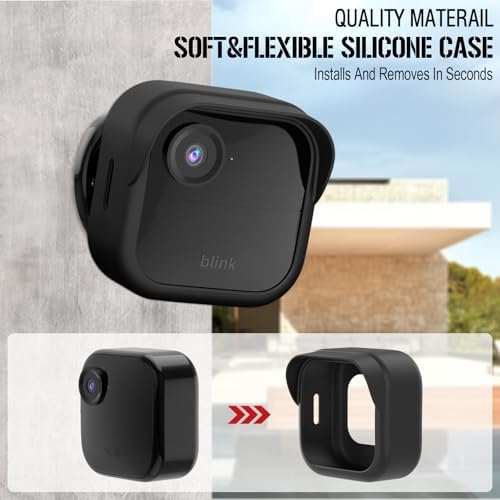 Silicone Skin Case/Cover for Blink Outdoor 4 (4th Gen)/2K+ - Weatherproof Silicone Case with Brim for Full Camera Protection, Blink Outdoor 4/2K Smart Security Camera Accessories (Black, 5 P) - Image 4