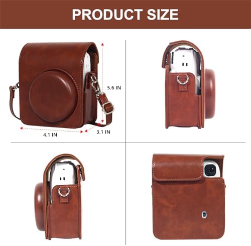 CAIYOULE Camera Case for Fujifilm Instax Mini 13 Instant Camera, Brown - Image 4