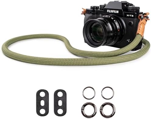 VOVMOEYA Nylon Braided Camera Rope Strap, Camera Neck Shoulder Strap with O-Ring for DSLR & Mirrorless Camera - Green by VOVMOEYA