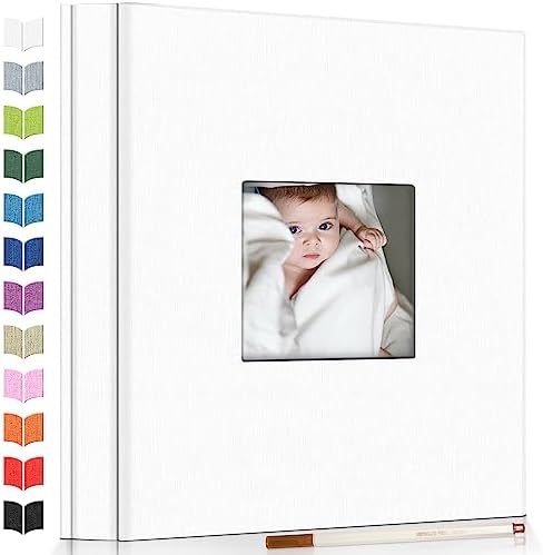 Artfeel Photo Album Self Adhesive Scrapbook Album for 3x5 4x6 5x7 8x10 Pictures,40 Pages Linen Cover with Display Window DIY Photo Book,Ideal Gifts for Family Travel Wedding Baby by Artfeel
