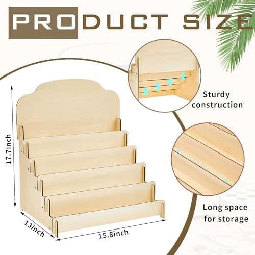 Barydat Greeting Card Display Stand Wooden, 15.8 x 13 x 17.7 Inch, Beige - Image 2
